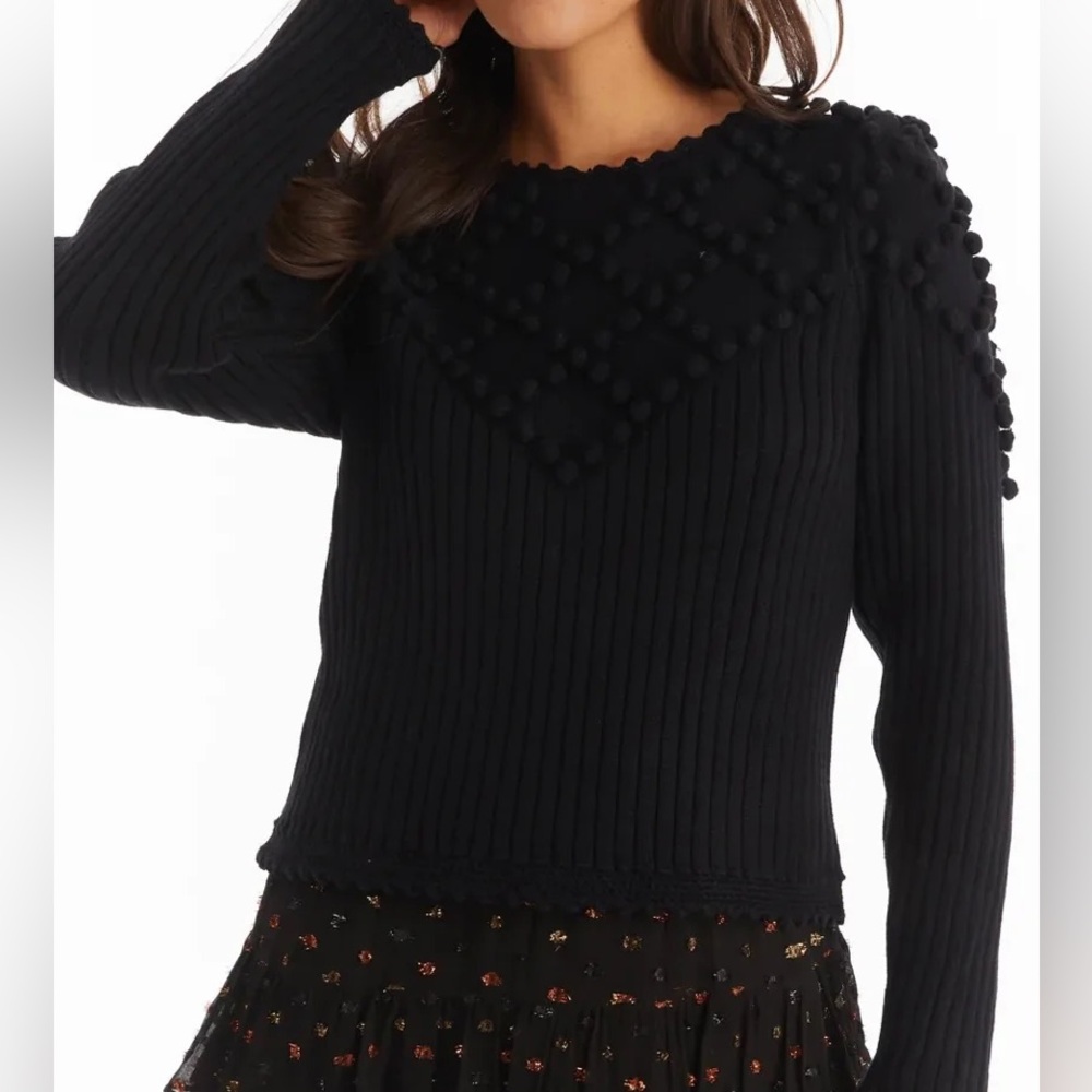 NWT Allison Pom Pullover Black Sweater
